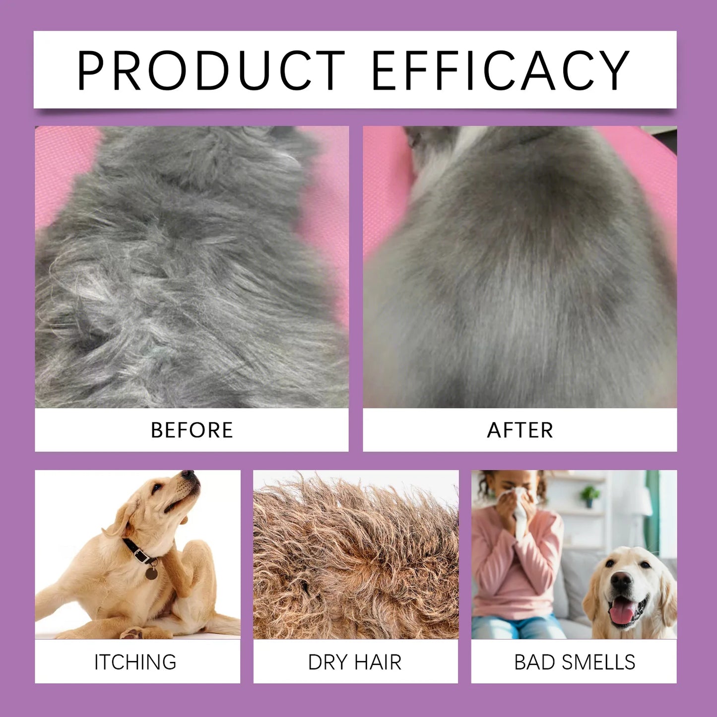 YEGBONG 100ml Pet Lavender Shampoo Gentle Cleansing Fluffy Smooth Coat Long Lasting Fragrance Vet Recommended for Dog and Cat